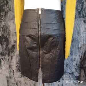 Vintage Leather Skirt G-III Black Zip Up Size 5